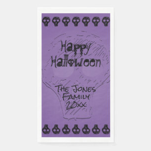 Spooky Happy Halloween Lettering Lila/schwarz Serviette