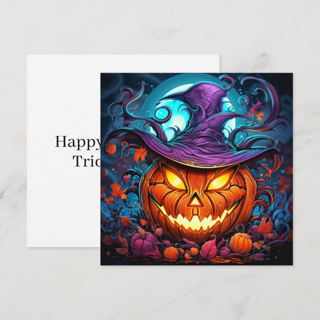 Spooky Happy Halloween Pumpkin Art Karte (Vorne/Hinten)