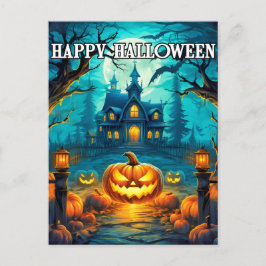 Spooky Happy Halloween Pumpkins Postkarte