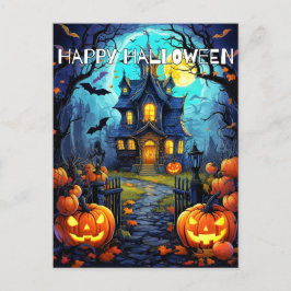 Spooky Happy Halloween Pumpkins Postkarte