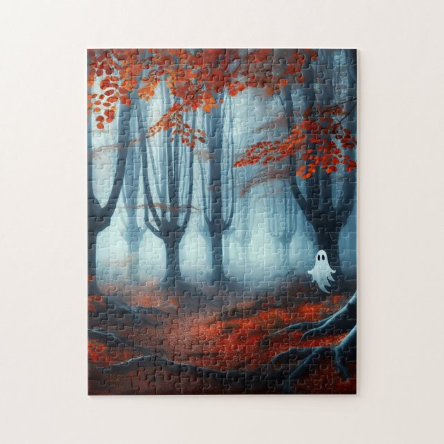 Spooky Herbstwald mit Gespenst (Vertikal)