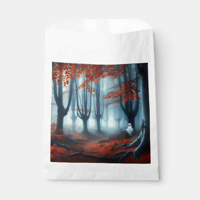 Spooky Herbstwald mit Gespenst Geschenktütchen (Vorderseite)