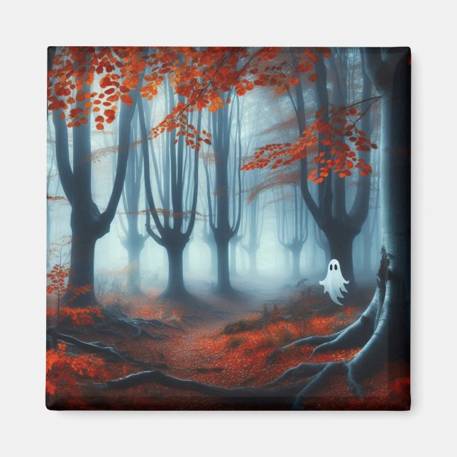 Spooky Herbstwald mit Gespenst Magnet (Vorne)