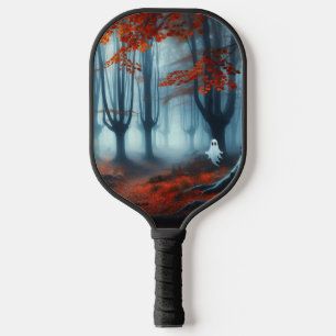 Spooky Herbstwald mit Gespenst Pickleball Schläger