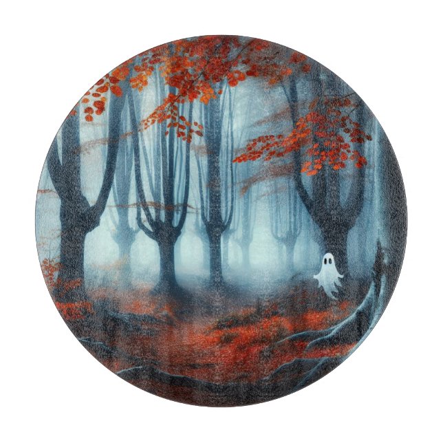 Spooky Herbstwald mit Gespenst Schneidebrett (Vorderseite)