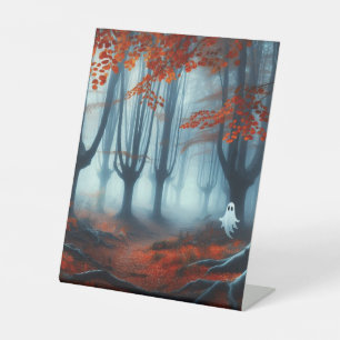 Spooky Herbstwald mit Gespenst Sockelschild