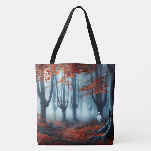 Spooky Herbstwald mit Gespenst Tasche (Vorderseite)