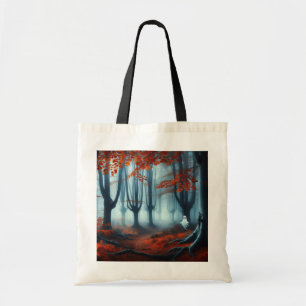 Spooky Herbstwald mit Gespenst Tragetasche
