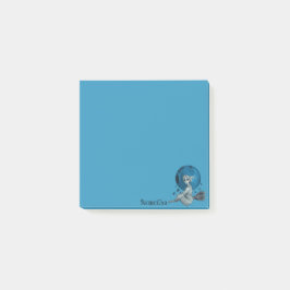 Spooky Hexe auf Broomstick Blau Post-it Klebezettel