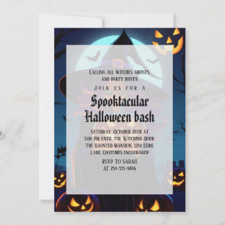 Spooky Hexe Gothic Halloween-Party Einladung