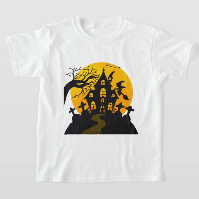 Spooky Hexe und House Halloween Spaß T-Shirt (Ablage )