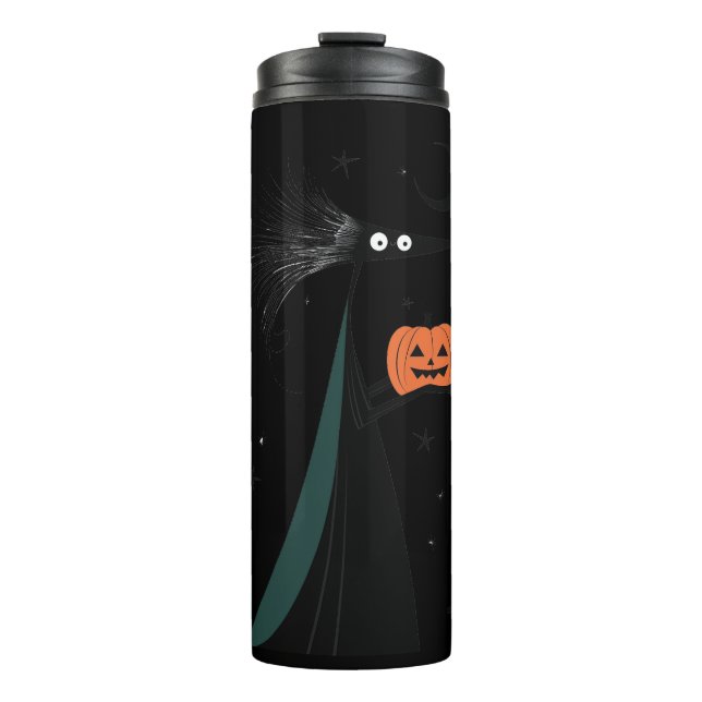 Spooky Hexe und Pumpkin - kosmisches Halloween Thermosbecher (Vorderseite)