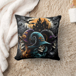 Spooky Hexen Ansammlung unter Vollmond Kissen