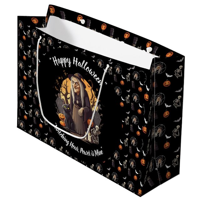 Spooky Hexengebäckchen Halloween 🎃 🧙 ‍ ♀️ Große Geschenktüte (Vorderseite Schrägansicht)