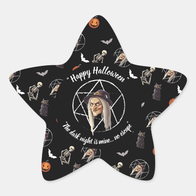 🕷️ Spooky Hexenkleber 🎃 schwarzen 👻 Stern-Aufkleber (Vorderseite)