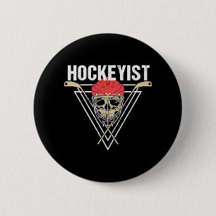 Spooky Hockey Spieler Enforcer Halloween Skull Bon Button