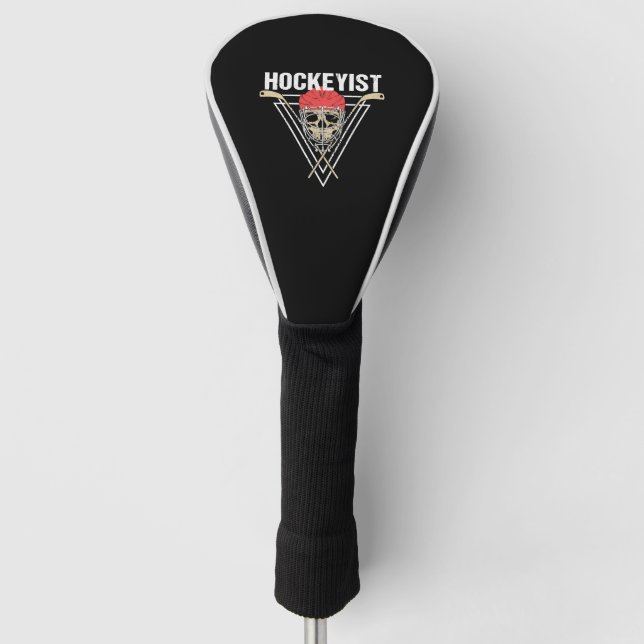 Spooky Hockey Spieler Enforcer Halloween Skull Bon Golf Headcover (Vorderseite)