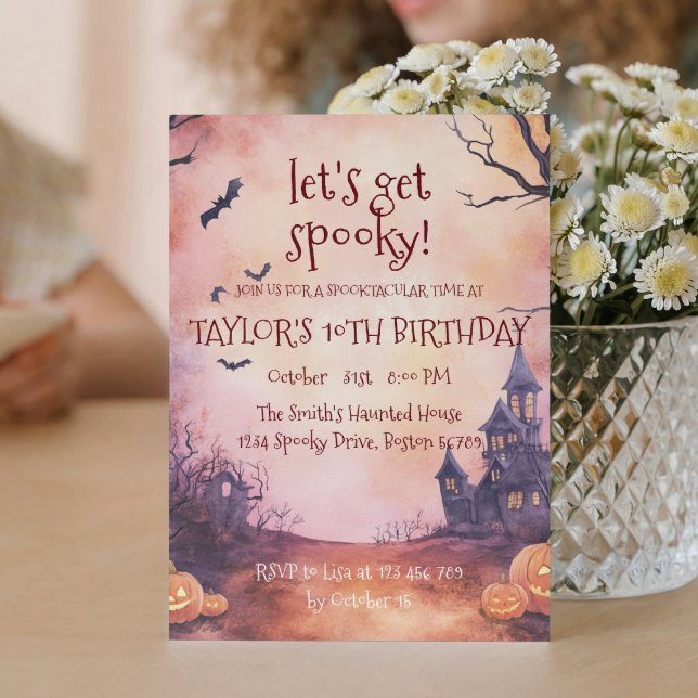 Spooky House and Bats Halloween Party Einladung (Von Creator hochgeladen)