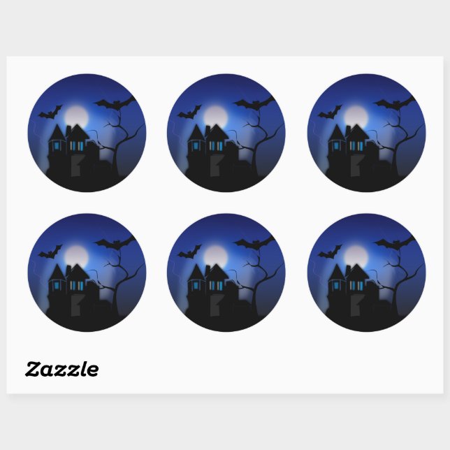 Spooky House Classic Round Aufkleber (Blatt)
