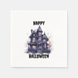Spooky House Happy Halloween Party Serviette