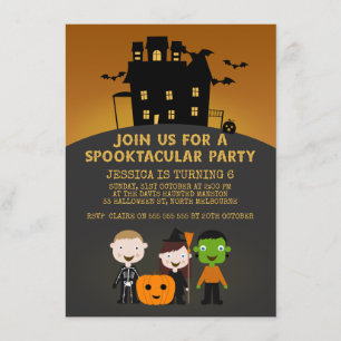 Spooky House Kinder Halloween Geburtstagseinladung Einladung