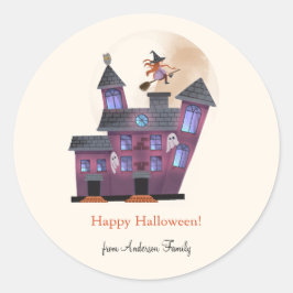 Spooky House Little Hexe Zuhause Spooky Zuhause Runder Aufkleber