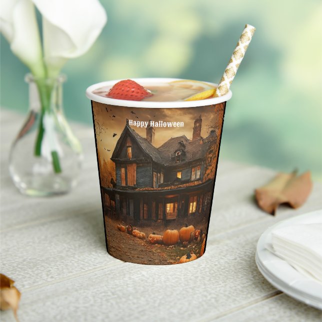 Spooky House Pumpkin Halloween Collection Pappbecher (In Situ)