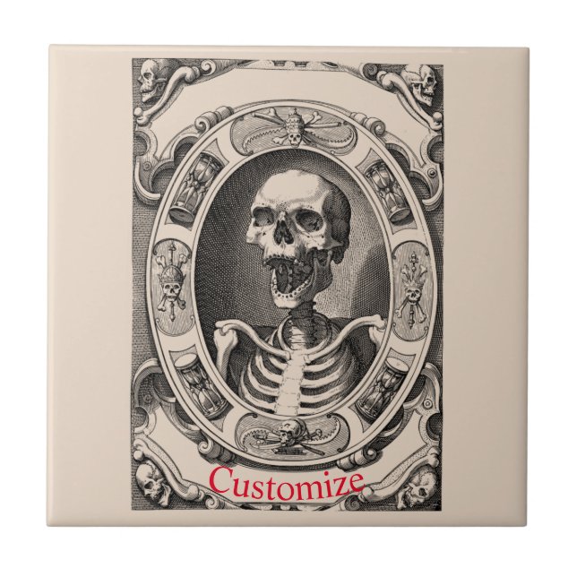 Spooky Human Skull Thunder_Cove Fliese (Vorderseite)