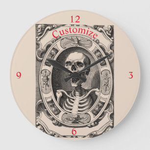 Spooky Human Skull Thunder_Cove Große Wanduhr