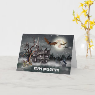 Spooky Hunted House Halloween Karte