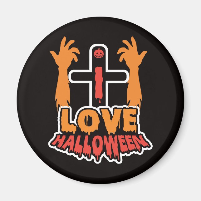 Spooky I Liebe Halloween Zombie Hands Magnet (Vorne)