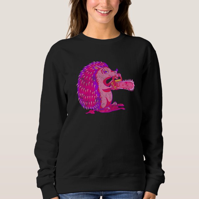 Spooky Igel Vaporwave Creepy Animal Chainsaw H Sweatshirt (Vorderseite)