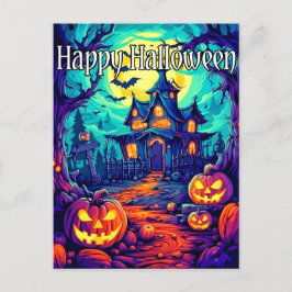 Spooky Illuminierung Spuk Haus glücklich Halloween Postkarte