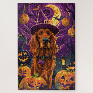Spooky Irish Red Setter Halloween Hexenkürbis