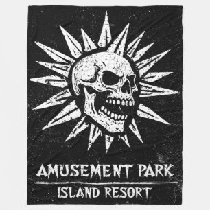 Spooky Island Est 2002 Vergnügungspark Totenkopf Fleecedecke