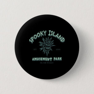 Spooky Island Retro Halloween Skull 90er Halloween Button