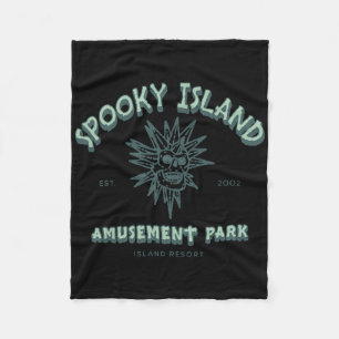 Spooky Island Retro Halloween Skull 90er Halloween Fleecedecke