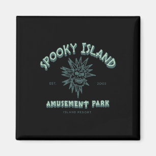 Spooky Island Retro Halloween Skull 90er Halloween Magnet