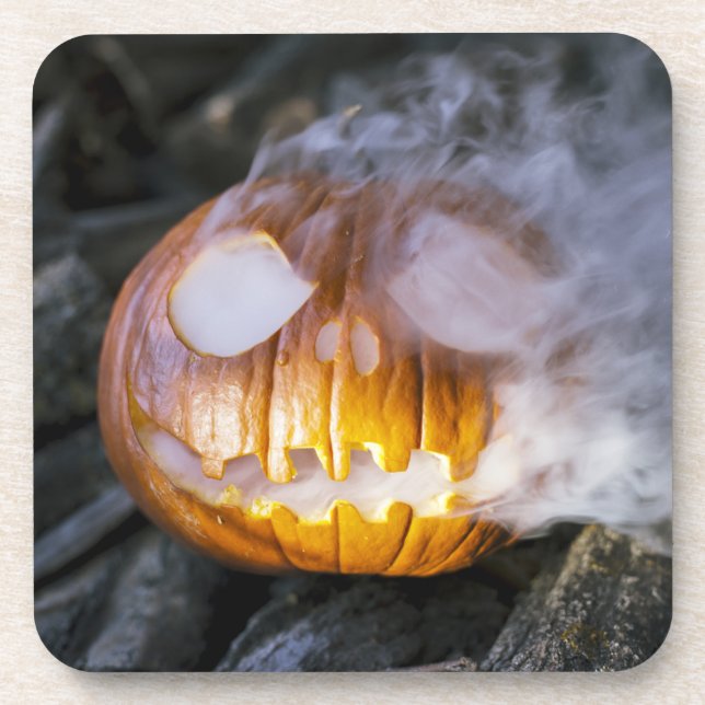 Spooky Jack-o-lantern Getränkeuntersetzer (Vorderseite)