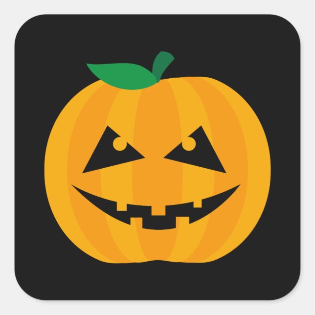 Spooky Jack-O'-Lantern Halloween-Design Quadratischer Aufkleber (Vorderseite)
