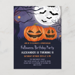 Spooky Jack O'Lantern Halloween Party Inv Postkarte