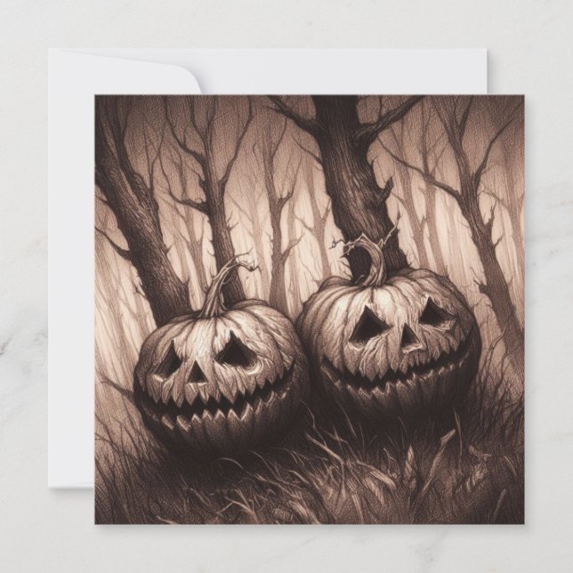 Spooky Jack O'Lanterns Halloween Horror Karte (Vorderseite)