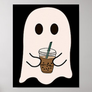 Spooky Jahreszeit Niedlicher kleiner Ghost Ice Kaf Poster