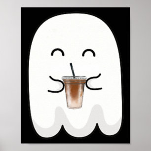 Spooky Jahreszeit Niedlicher kleiner Ghost Ice Kaf Poster