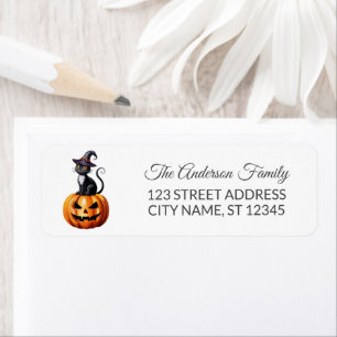 Spooky Katze mit Hexenhut Halloween Pumpkins