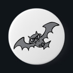 Spooky Kawaii Evil Vampire Bat Button<br><div class="desc">Pin some personality onto your jacket, bag, or hat with this small but striking cartoon bat button. Featuring a mischievous grey vampire bat with bold black outlines, this accessory is a quick and easy way to showcase your love for spooky cute aesthetics. It is a perfect party favor for halloween...</div>