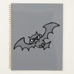 Spooky Kawaii Evil Vampire Bat Planer<br><div class="desc">Organize your tasks and goals with a touch of whimsical darkness in this cartoon bat spiral planner. The durable cover showcases a flying grey vampire bat, making it a stylish companion for school, work, or personal projects. This planner is ideal for students, artists, and anyone who enjoys the kawaii goth...</div>