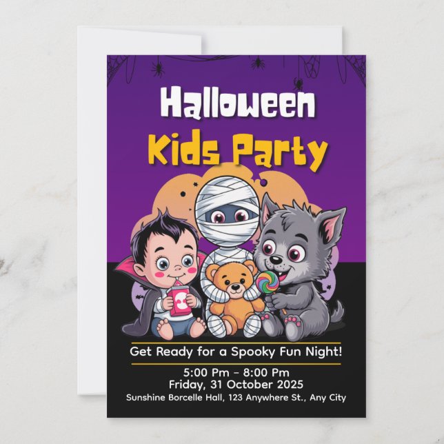 Spooky Kids Halloween Party Invitation Einladung (Rückseite)