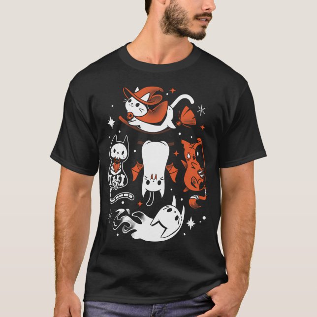 Spooky Kitty Crew - Halloween Cats T-Shirt (Vorderseite)