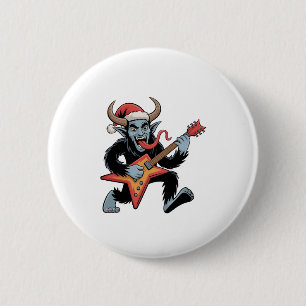 Spooky Krampus Gitarre Electric Rock Weihnachten Button